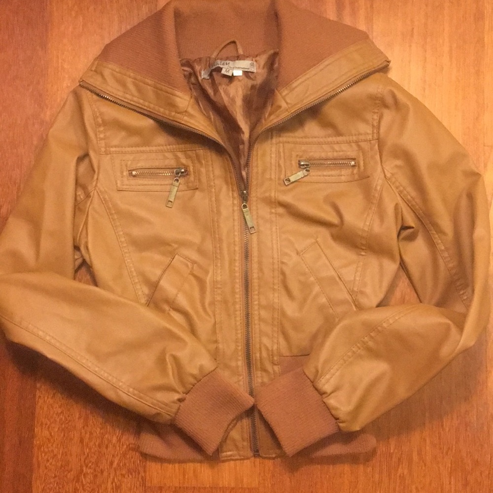 ASHLEY Brand Tan faux leather jacket